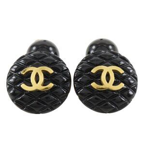 CHANEL COCO Mark cuffs Matelasse vintage black plastic/Plated Gold unisex